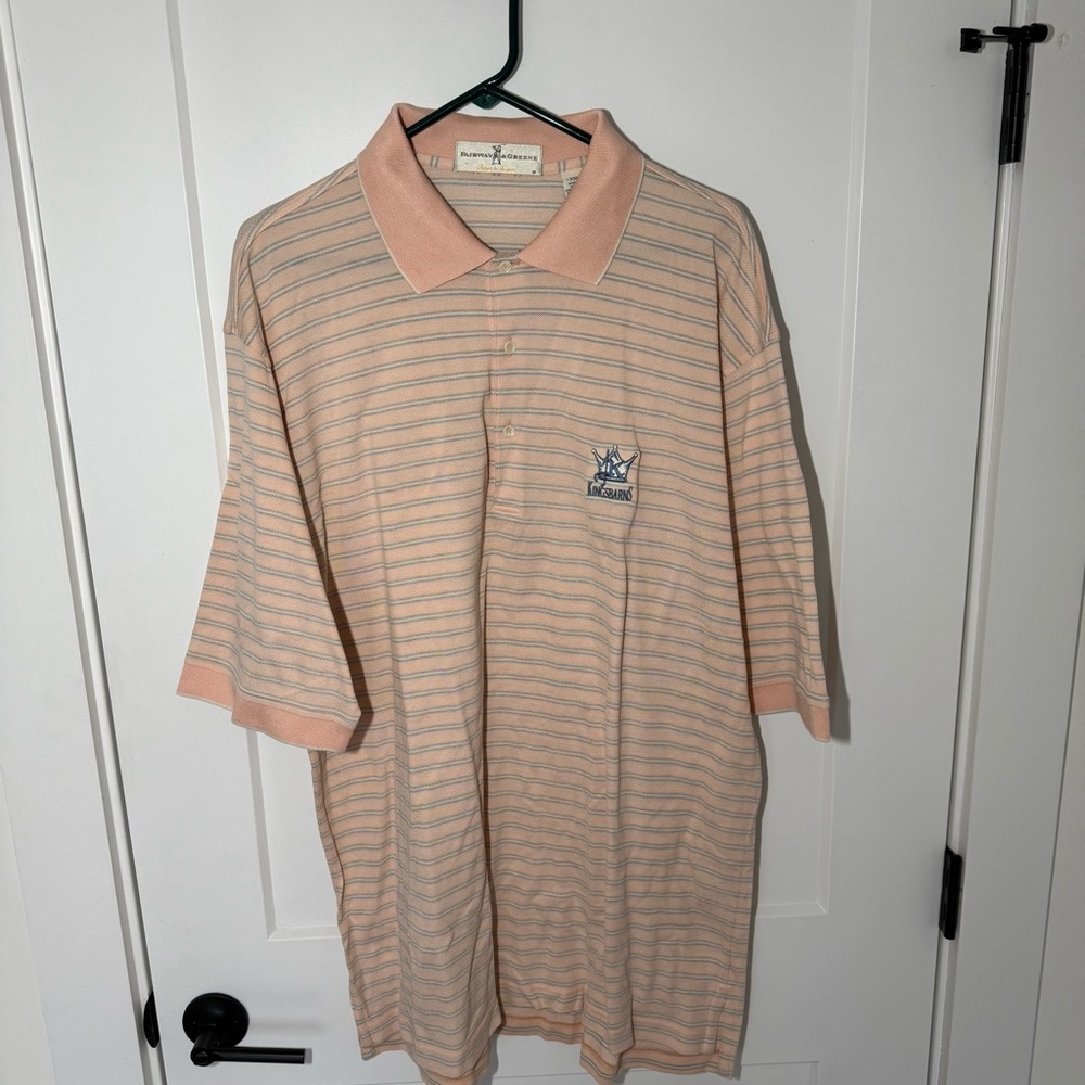 Vintage Kingsbarns Striped Polo Shirt. Fairway & Greene Performance XXL.